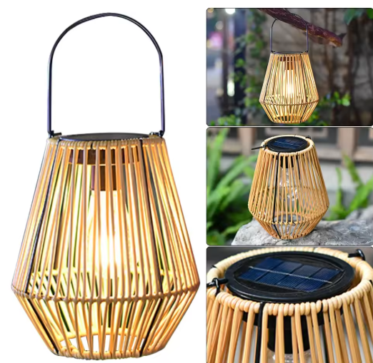 Rotan Solar Hanglamp – IP65 Waterdicht, Bamboe Design voor Tuin & Terras