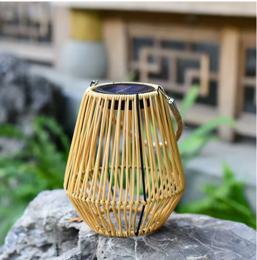 Rotan Solar Hanglamp – IP65 Waterdicht, Bamboe Design voor Tuin & Terras
