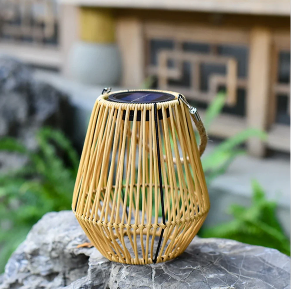 Rotan Solar Hanglamp – IP65 Waterdicht, Bamboe Design voor Tuin & Terras