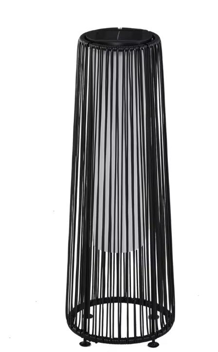 Rotan Solar Vloerlamp – Zwarte Buitenlamp met Automatische Lichtbediening