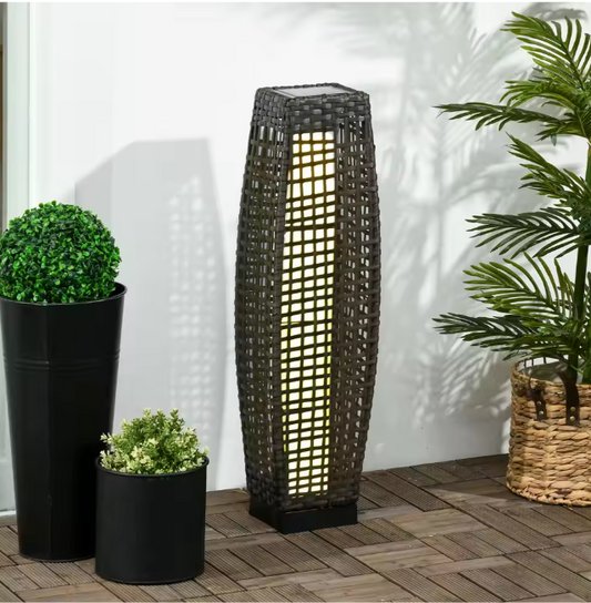 Rotan Solar Tuinlamp – Synthetisch Rotan & Staal, LED Verlichting 21×21×78 cm