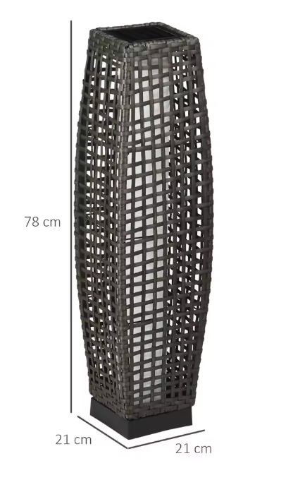 Rotan Solar Tuinlamp – Synthetisch Rotan & Staal, LED Verlichting 21×21×78 cm