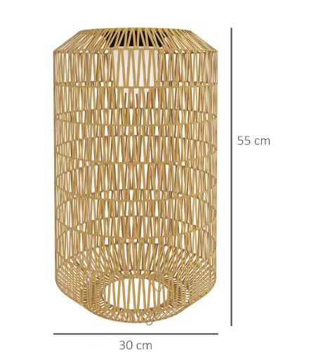 Rotan Solar Tuinlantaarn – Ø30×55 cm, Natuurlijk & Weerbestendig
