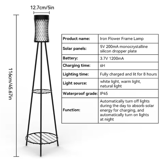 Solar Tuinlantaarn – Dimbare LED Vloerlamp op Zonne-energie
