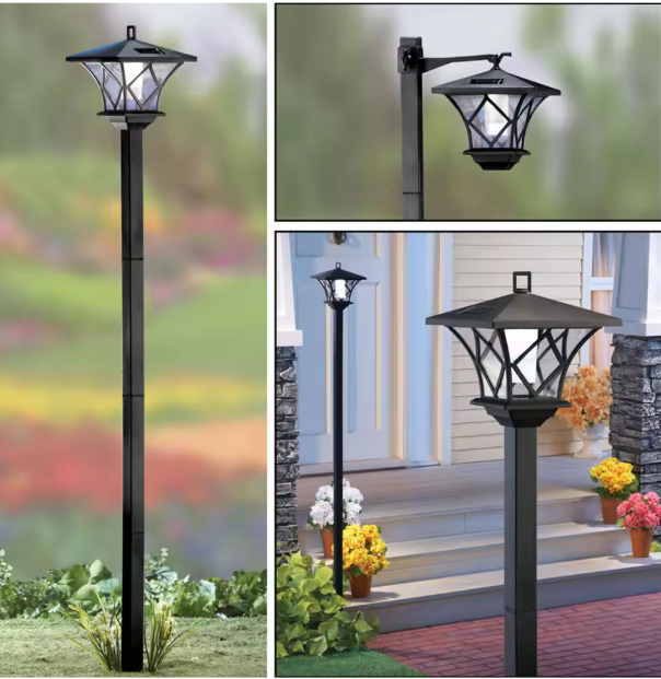 Solar Buitenlantaarn 2-in-1 – Vintage Staande Tuinlamp 150 cm