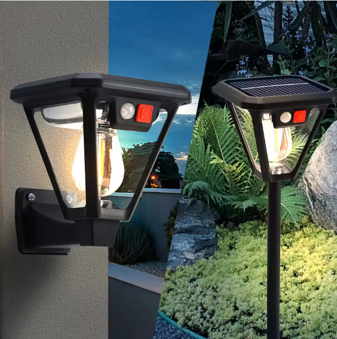 Solar Wandlamp & Vloerlamp – 2-in-1 Buitenlamp met Sensor, LED op Zonne-energie