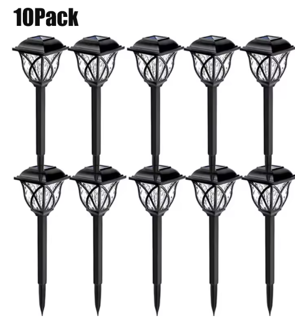 Set van 10 Solar Tuinlampen – LED Padverlichting & Gazonlampen, IP67 Waterdicht