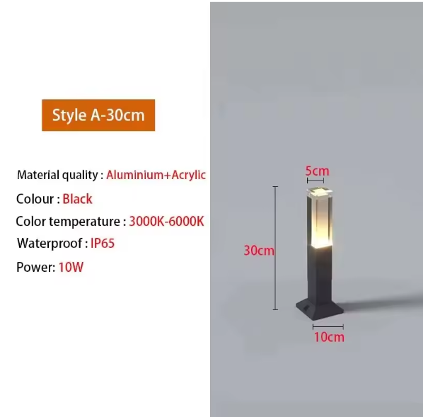 Waterdichte LED Gazonlamp – 10W Buitenverlichting van Aluminium & Acryl, Modern en Energiezuinig