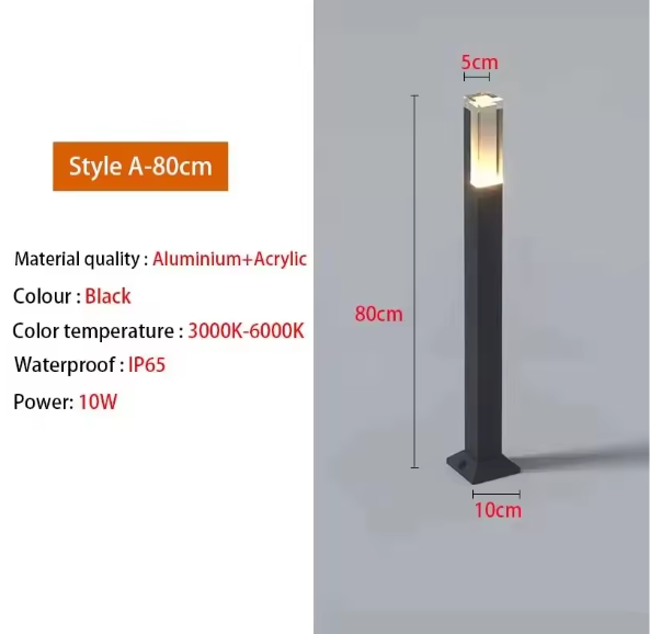 Waterdichte LED Gazonlamp – 10W Buitenverlichting van Aluminium & Acryl, Modern en Energiezuinig