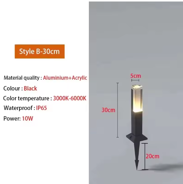 Waterdichte LED Gazonlamp – 10W Buitenverlichting van Aluminium & Acryl, Modern en Energiezuinig