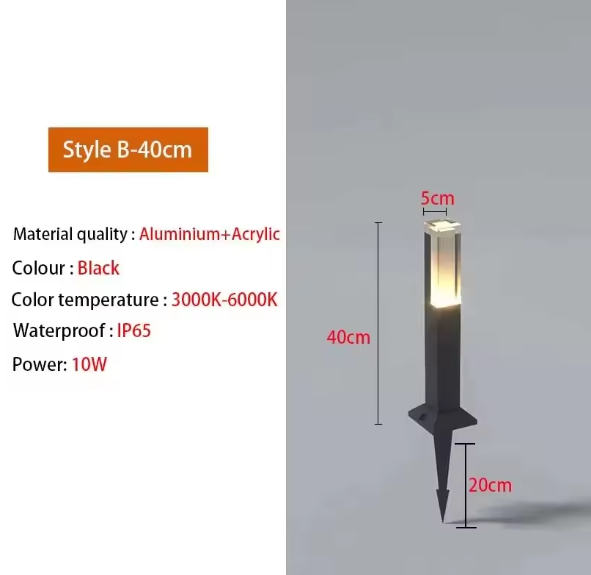 Waterdichte LED Gazonlamp – 10W Buitenverlichting van Aluminium & Acryl, Modern en Energiezuinig