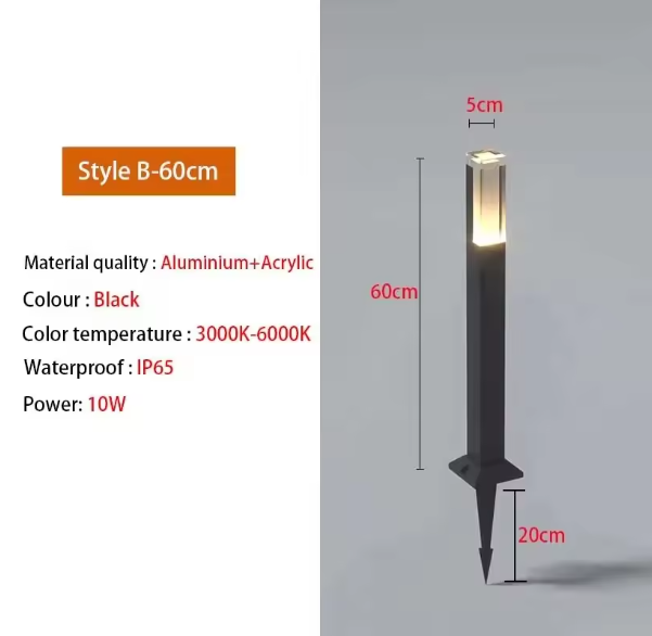 Waterdichte LED Gazonlamp – 10W Buitenverlichting van Aluminium & Acryl, Modern en Energiezuinig
