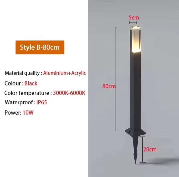 Waterdichte LED Gazonlamp – 10W Buitenverlichting van Aluminium & Acryl, Modern en Energiezuinig