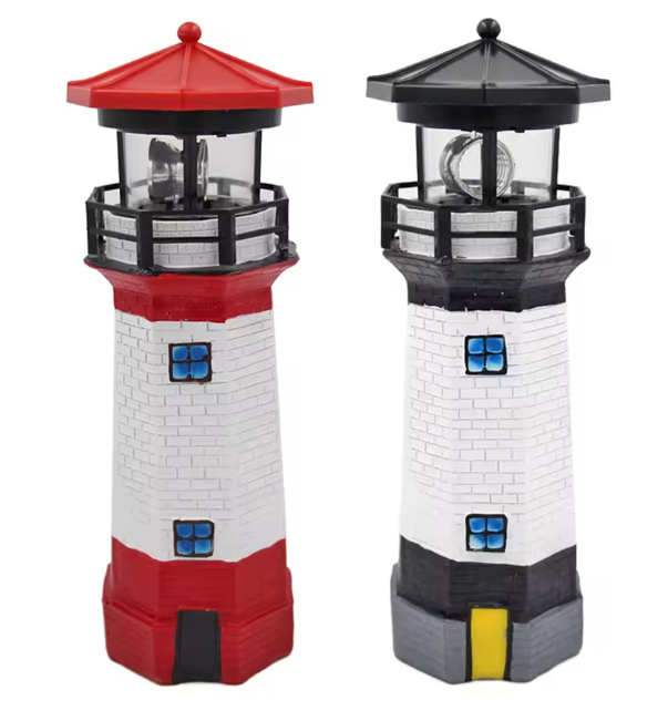 Solar Vuurtoren Lamp – LED Tuinverlichting met Roterend Effect & Automatische Sensor