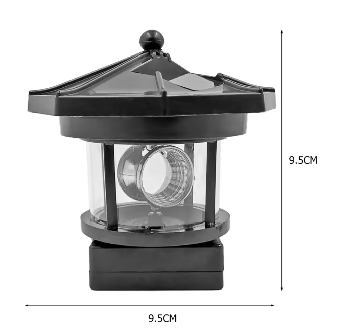 Solar Vuurtoren Lamp – LED Tuinverlichting met Roterend Effect & Automatische Sensor