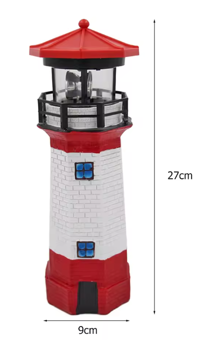 Solar Vuurtoren Lamp – LED Tuinverlichting met Roterend Effect & Automatische Sensor