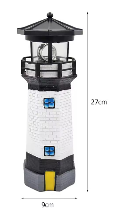 Solar Vuurtoren Lamp – LED Tuinverlichting met Roterend Effect & Automatische Sensor