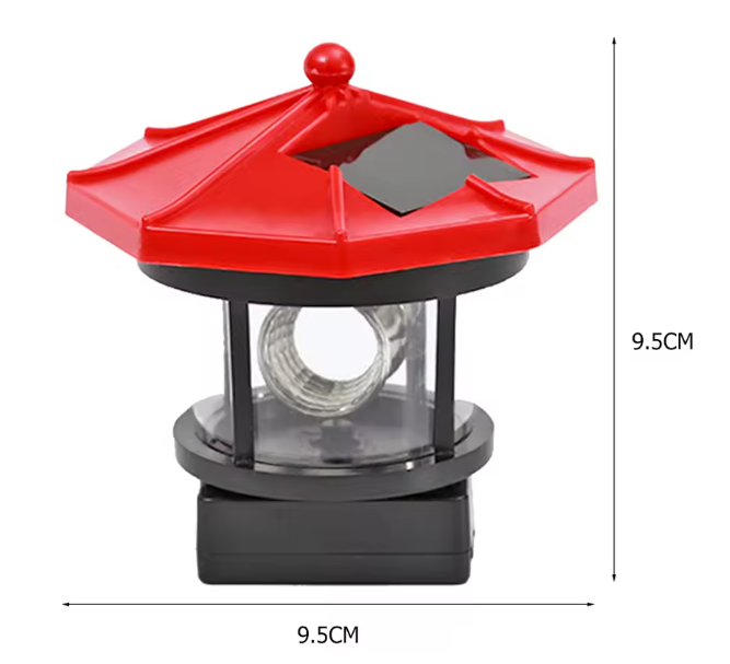 Solar Vuurtoren Lamp – LED Tuinverlichting met Roterend Effect & Automatische Sensor