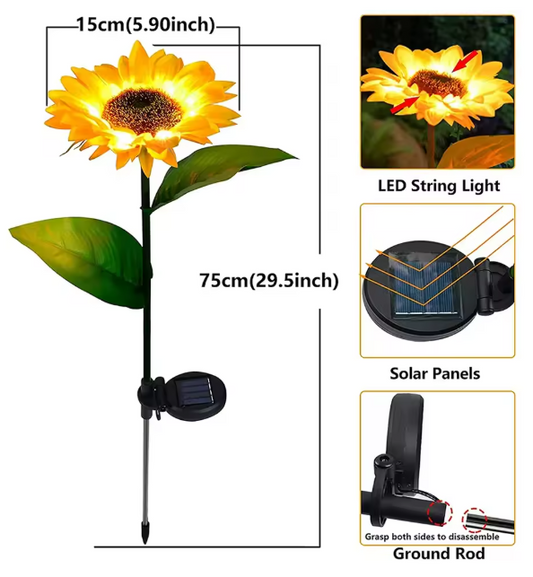 Solar Zonnebloem Lamp – Waterdichte LED Tuinverlichting, Realistisch & Decoratief