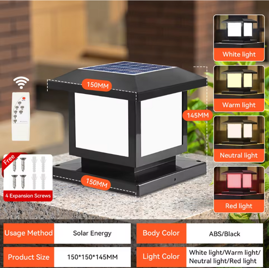 Solar LED Pijlerlamp – Vintage Waterdichte Buitenverlichting voor Tuin & Pad