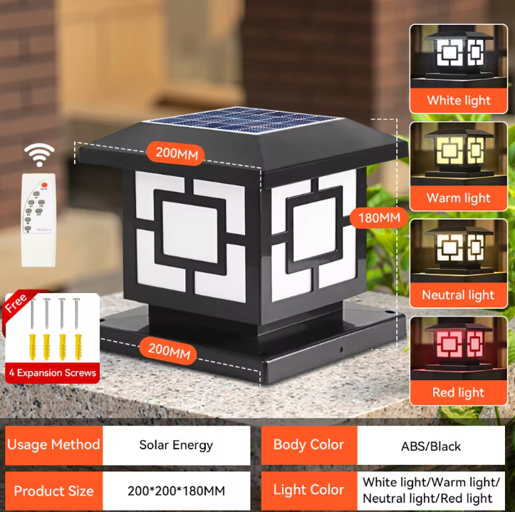 Solar LED Pijlerlamp – Vintage Waterdichte Buitenverlichting voor Tuin & Pad