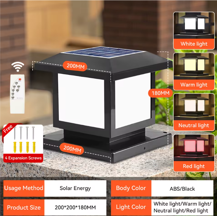 Solar LED Pijlerlamp – Vintage Waterdichte Buitenverlichting voor Tuin & Pad