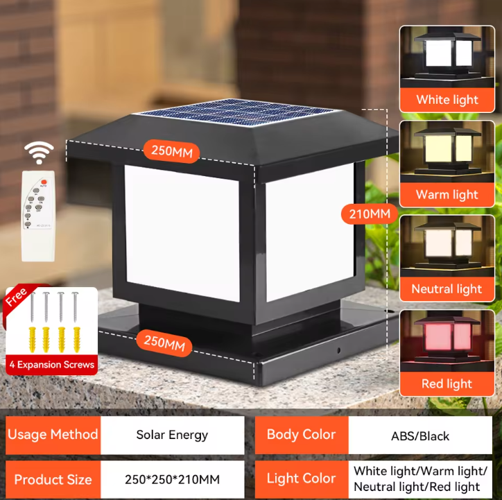 Solar LED Pijlerlamp – Vintage Waterdichte Buitenverlichting voor Tuin & Pad