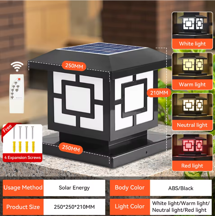 Solar LED Pijlerlamp – Vintage Waterdichte Buitenverlichting voor Tuin & Pad