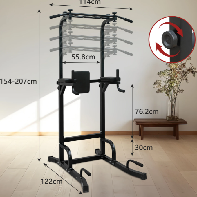 Power Tower Dip Station – Pull Up Bar & Multifunctionele Krachttoren voor Thuisfitness