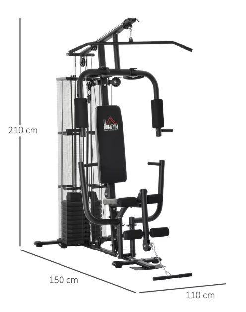 Multifunctioneel Fitnessstation – Krachtstation met Gewichtsplaten 45 kg, Voor Thuisgym