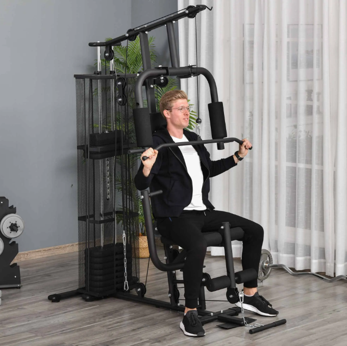 Multifunctioneel Fitnessstation – Krachtstation met Gewichtsplaten 45 kg, Voor Thuisgym