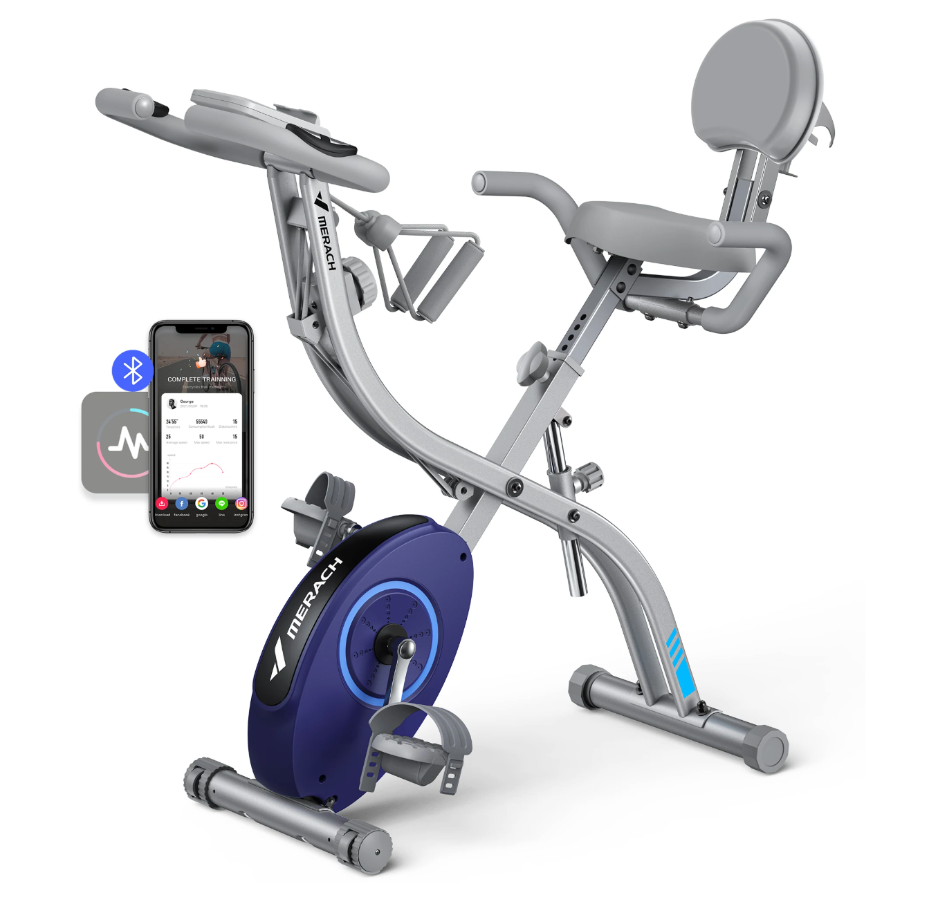 Opvouwbare 4-in-1 Hometrainer – Magnetische Weerstand & LCD Display