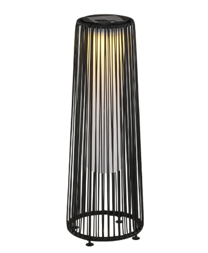 Solar Rattan Vloerlamp – LED Buitenlamp met Automatisch Licht & Waterbestendig