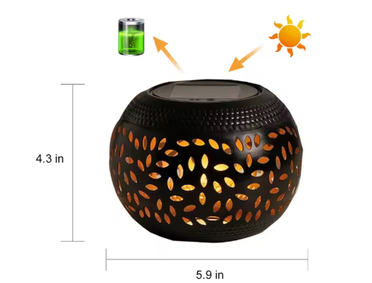 Solar LED Tuinlantaarn – Metalen Ellipsvormige Lantaarn, Waterdicht & Sfeervolle Schaduwprojectie
