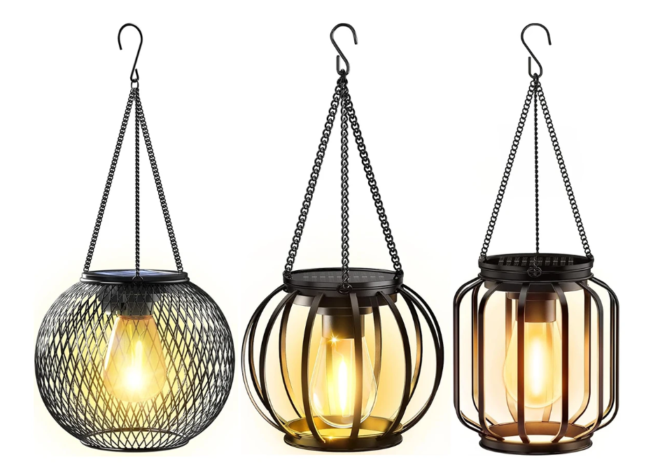 Solar LED Tuinlantaarn – Hangende Waterdichte Retro Metalen Lamp met Warm Wit Licht