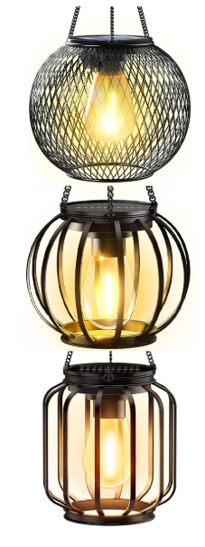 Solar LED Tuinlantaarn – Hangende Waterdichte Retro Metalen Lamp met Warm Wit Licht