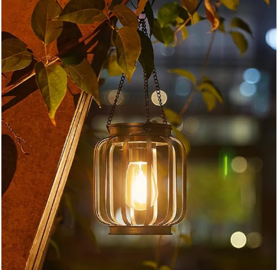 Solar LED Tuinlantaarn – Hangende Waterdichte Retro Metalen Lamp met Warm Wit Licht