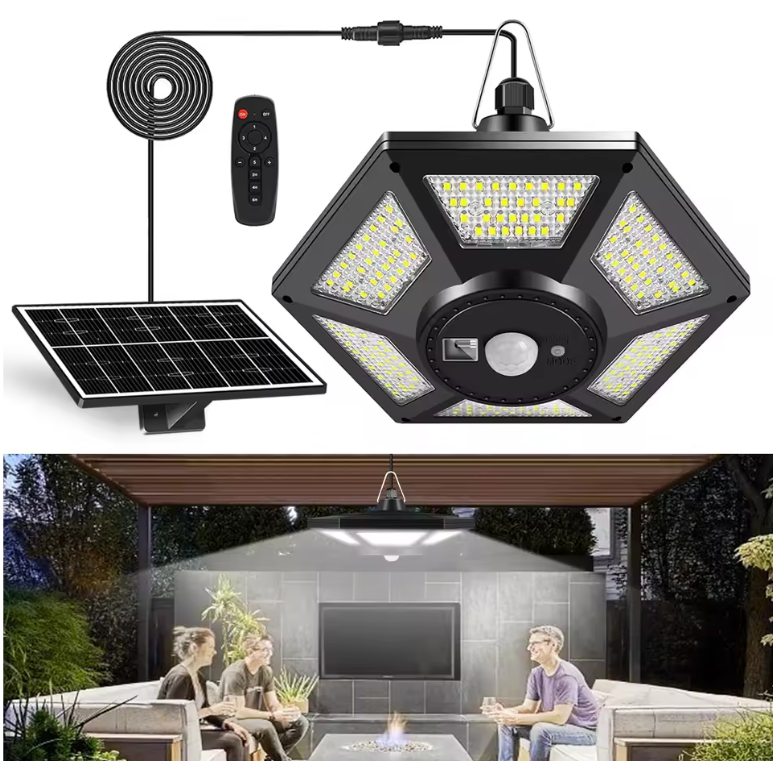 Solar LED Hanglamp – 180 LED’s met Afstandsbediening & Bewegingssensor, Voor Binnen en Buiten