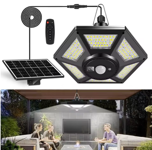 Solar LED Hanglamp – 180 LED’s met Afstandsbediening & Bewegingssensor, Voor Binnen en Buiten