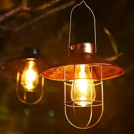 Solar Tuinluchter – Decoratieve Hanglamp op Zonne-energie, IJzeren Tuinverlichting voor Binnenplaats & Gazon