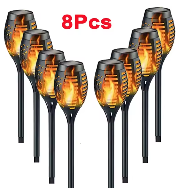 Solar Fakkel Tuinlamp – 12 LED’s met Vlam Effect & Waterdichte Buitenverlichting