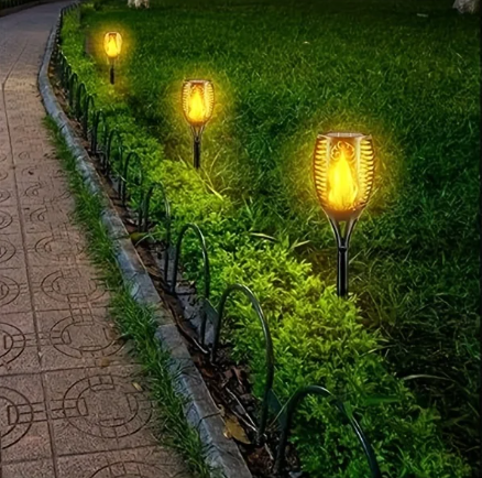 Solar Fakkel Tuinlamp – 12 LED’s met Vlam Effect & Waterdichte Buitenverlichting