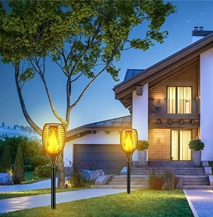 Solar Fakkel Tuinlamp – 12 LED’s met Vlam Effect & Waterdichte Buitenverlichting