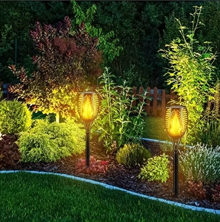 Solar Fakkel Tuinlamp – 12 LED’s met Vlam Effect & Waterdichte Buitenverlichting