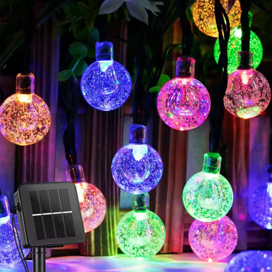 Solar Slingerlicht – 200 LED Kristal Bollen, Waterdicht & 8 Modus Tuinverlichting