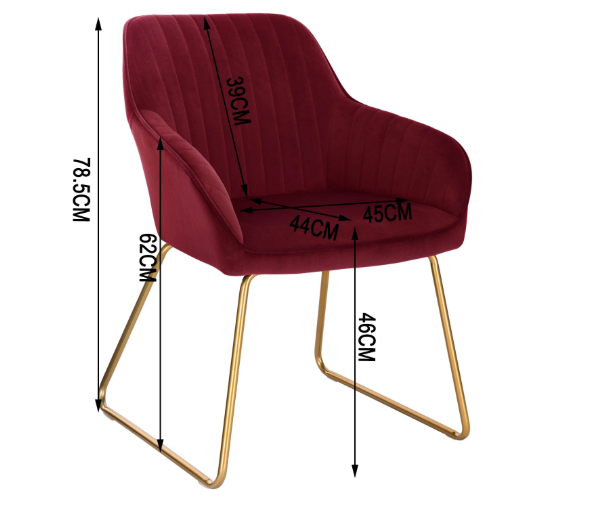 Set van 2 Fluwelen Eetkamerstoelen – Met Armleuningen & Metalen Poten, Modern en Comfortabel