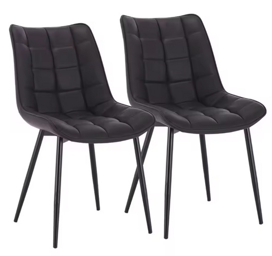 Set van 2 Eetkamerstoelen – Kunstleer Zitting & Metalen Poten, Ergonomisch en Duurzaam