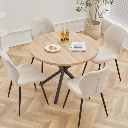 Set van 4 Linnen Eetkamerstoelen – Beklede Zitting & Metalen Poten, Modern en Comfortabel