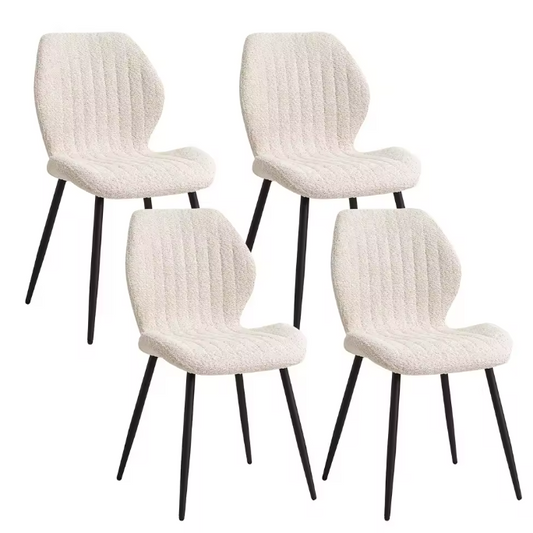 Set van 4 Linnen Eetkamerstoelen – Beklede Zitting & Metalen Poten, Modern en Comfortabel