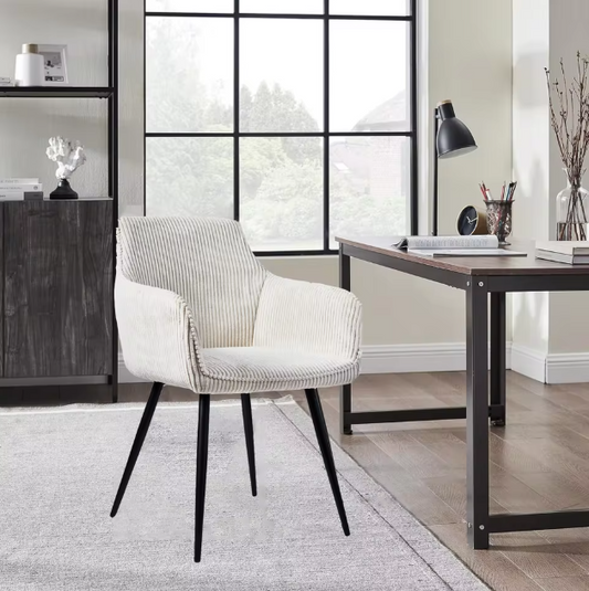 Set van 2 Moderne Eetkamerstoelen – Corduroy Bekleding & Metalen Poten, Comfortabel en Stijlvol